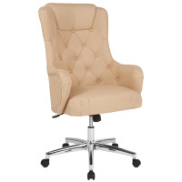 Flash Furniture BT-90557H-BGE-F-GG Chambord Home and Office Upholstered High Back Chair in Beige Fabric 